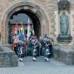 Clans Maclean, Bourn and Woods proceeding  from the Great Hall at Edninburg Cast